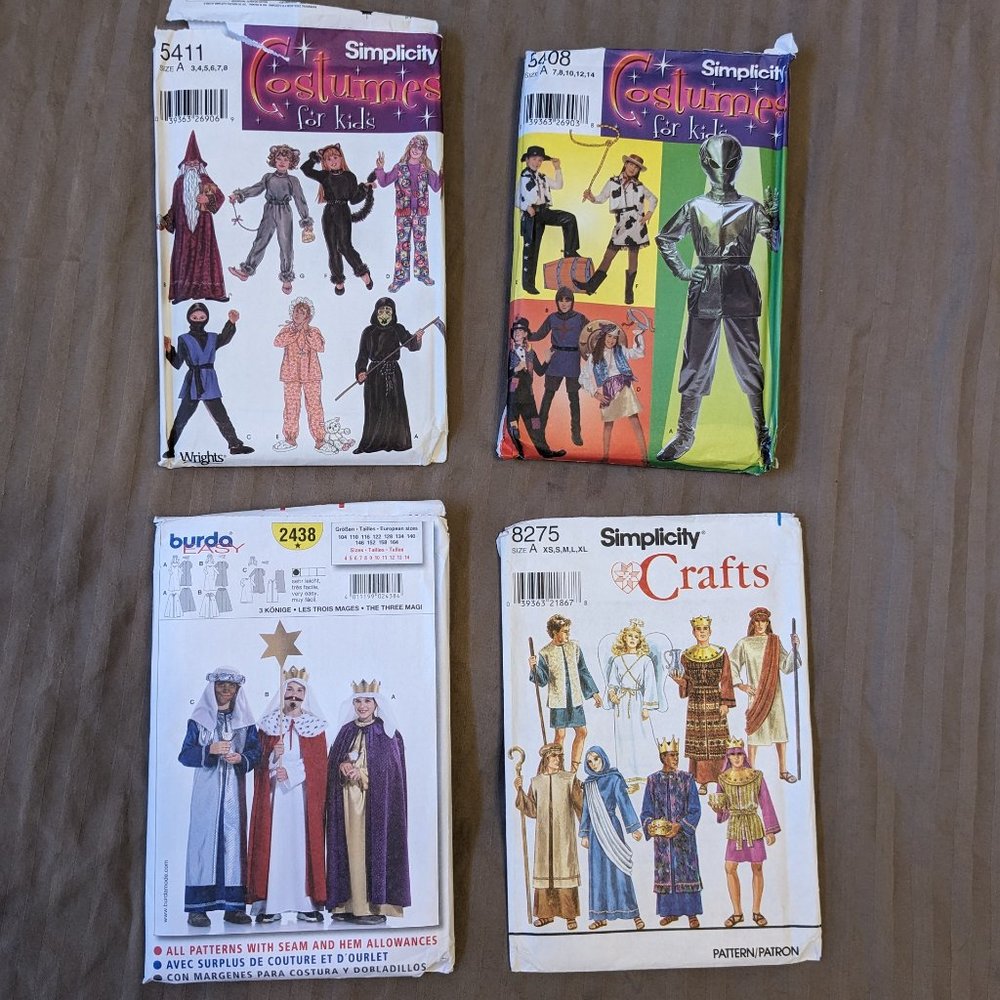 Sewing Patterns for Costumes - Alien, Knight, Wizzard, Ninja, King, Cat and more